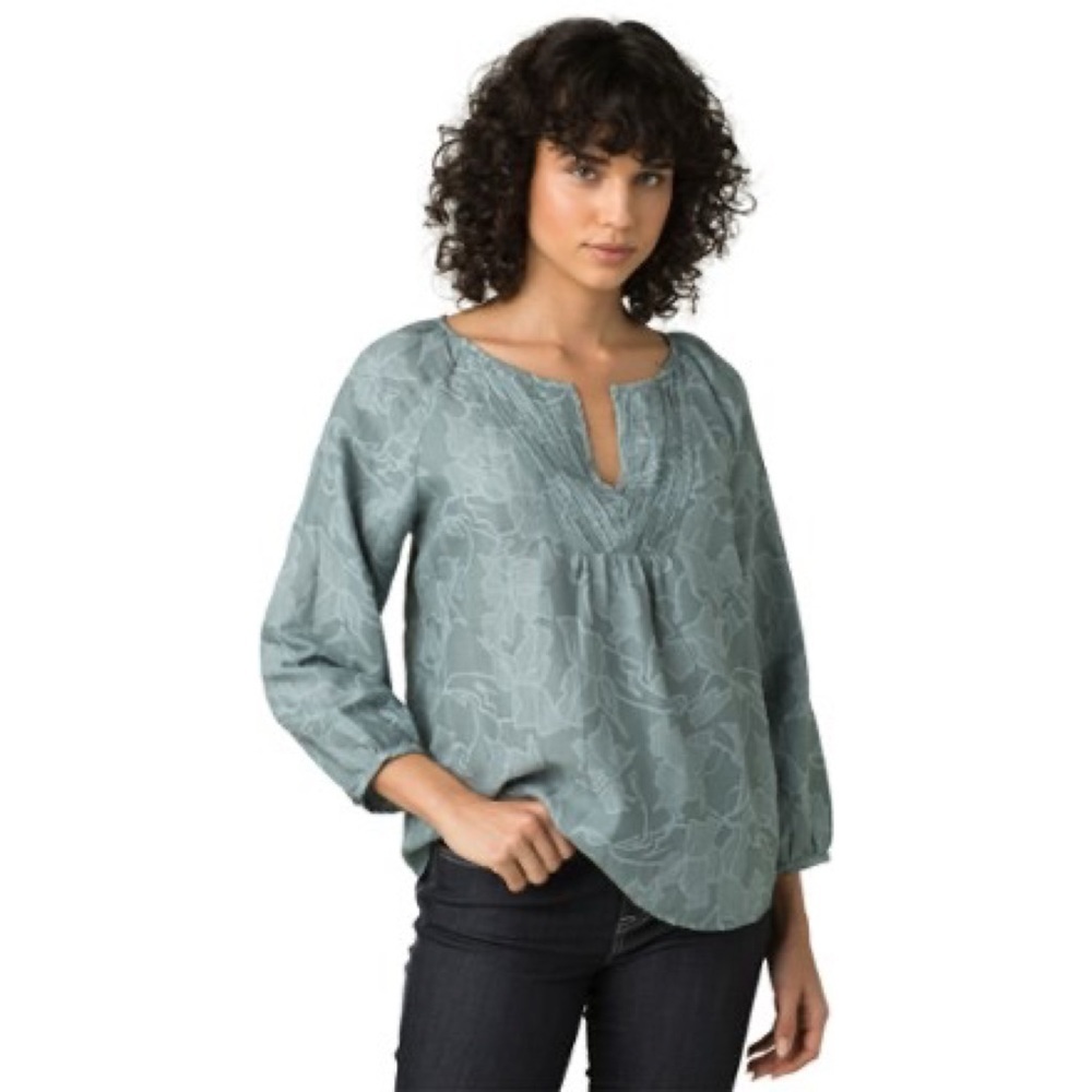Prana Women's Blue Leonardo Floral Print Top